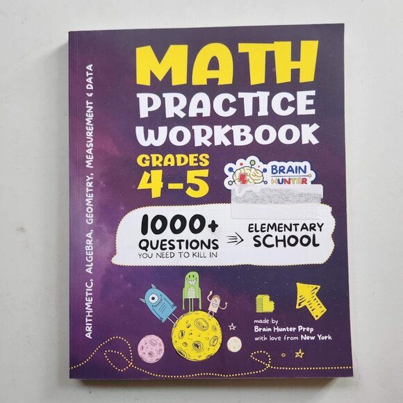 Math Practice Workbook Grade 4-5 1000+ Questions Brain Teaser Addition Algebra G - Picture 1 of 13